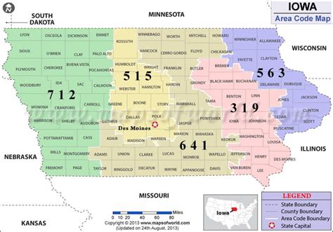 Iowa telephone area codes - The first nationwide telephone numbering plan of 1947 divided Ohio into four numbering plan areas (NPAs), one each for a quadrant of the state: 216, 419, 513, and 614. In 1996, 330 and 937 were added by splitting existing NPAs. In 1997, 440 and 740 were added in additional area code splits. In 2000, 234, and in 2002, 567 were added as overlays.